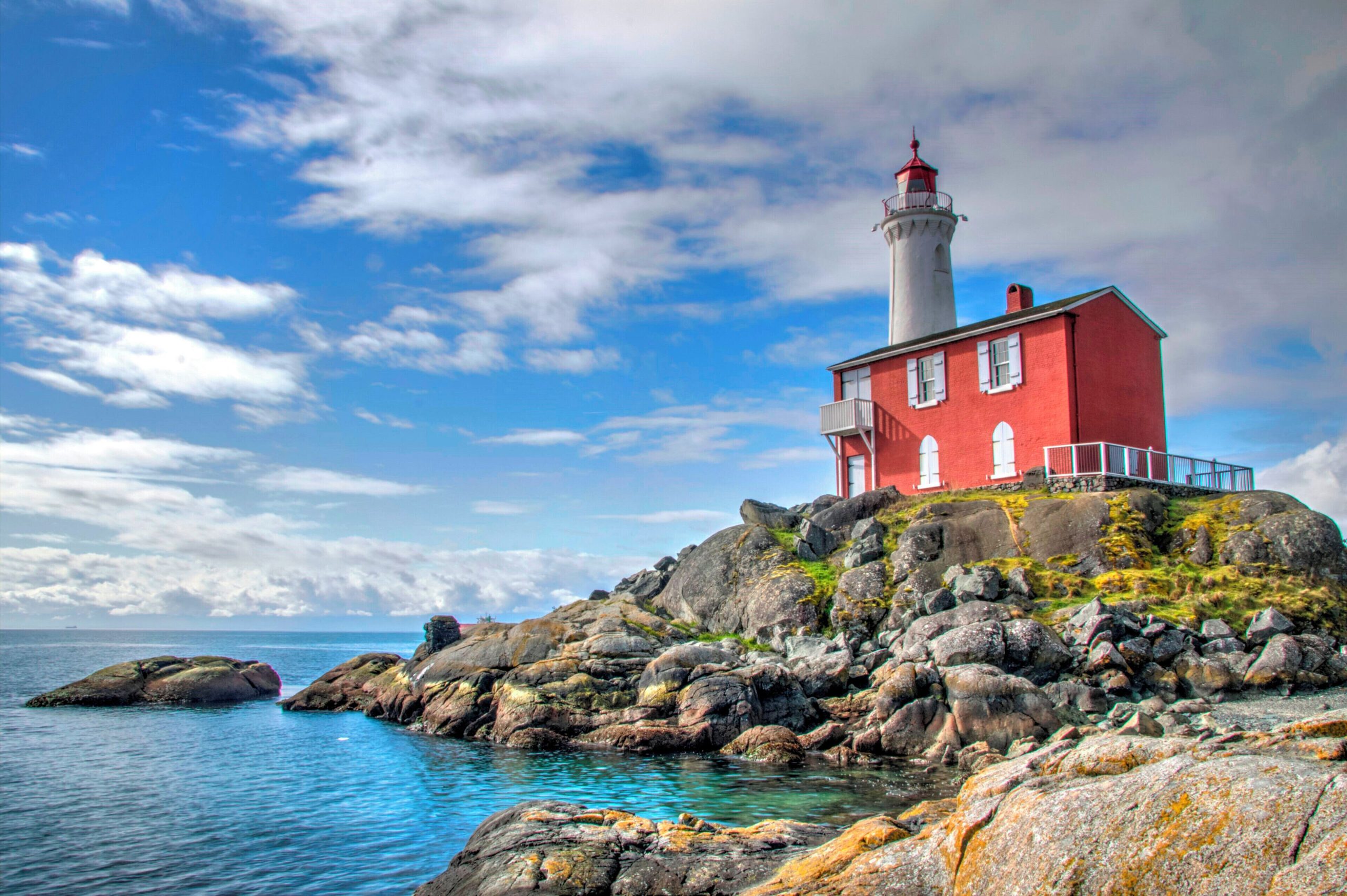 Fisgard Lighthouse in Colwood British Columbia overlooking the coast near Victoria Westshore