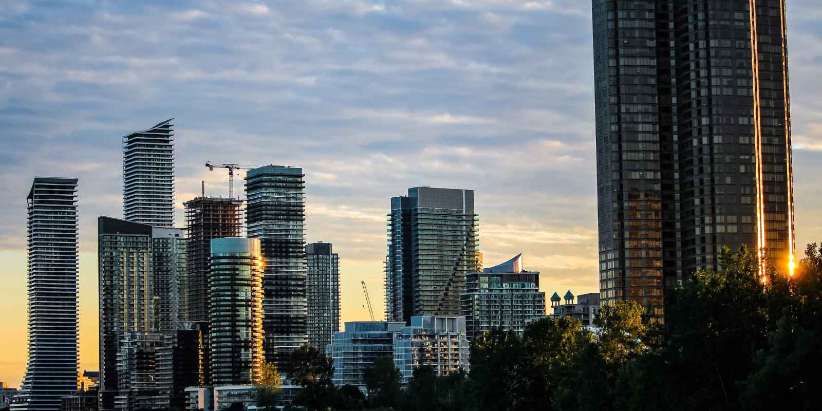 Mississauga Ontario skyline with modern high-rise residential and commercial buildings