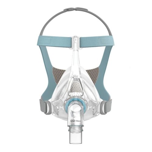 Fisher and Paykel Vitera full face CPAP mask front view with headgear