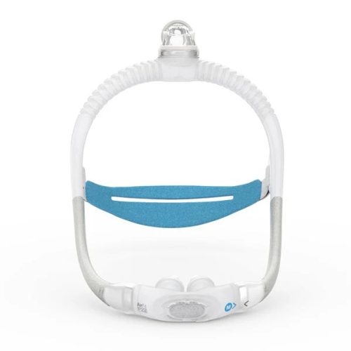 ResMed AirFit P30i nasal pillow CPAP mask front view with top-of-head tube design