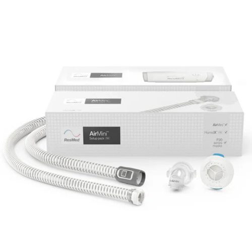 ResMed AirMini F20 Setup Pack with HumidX F20 including CPAP tubing, connector, and cartridge