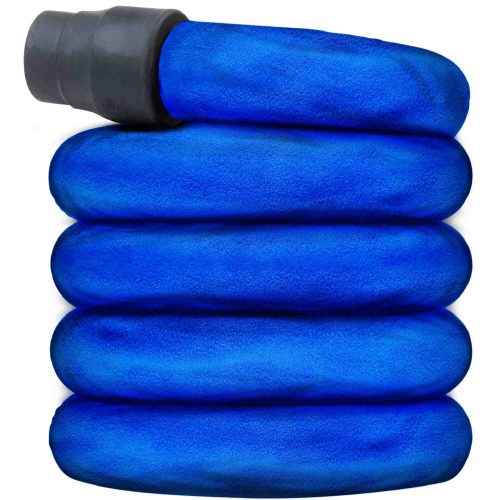 CPAPhero blue CPAP hose cover fitted over CPAP tubing connector