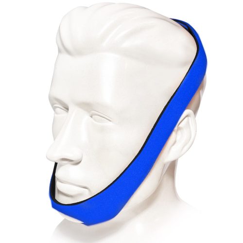 CPAPhero universal chin strap worn on head to reduce mouth leaks during CPAP therapy