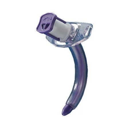 Portex BLUselect uncuffed tracheostomy tube with curved design and flange