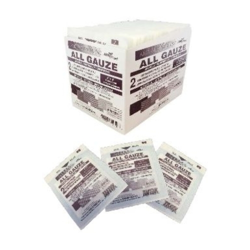 Sterile 2x2 8-ply sponge gauze box with individually wrapped pads