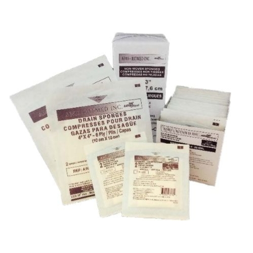 Sterile 4x4 non-woven split sponge gauze with slit for tracheostomy care