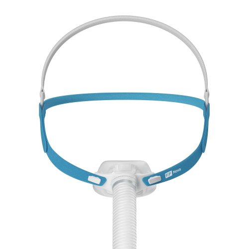 F&P Nova Micro nasal pillows CPAP mask with headgear front view